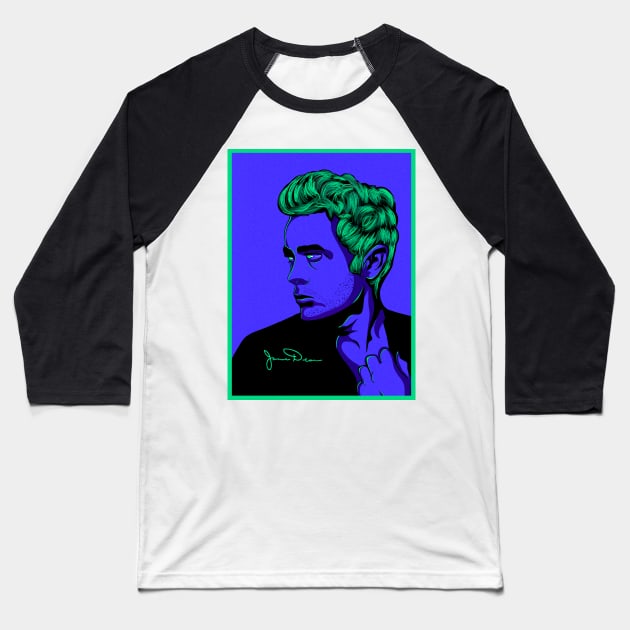 James Dean Neon Baseball T-Shirt by MarylinRam18